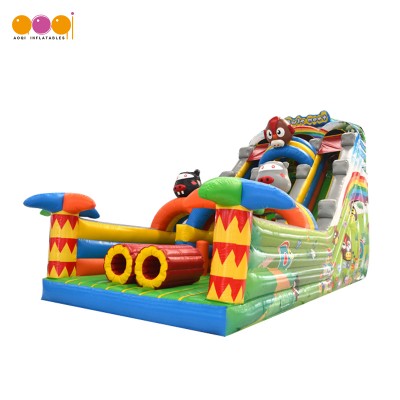 AOQI wonderful design commercial inflatable slide with obstacle outdoor sport toy giant yard inflatable slide for sale